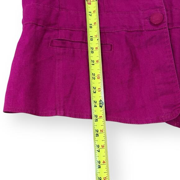Hot Cotton Magenta Pink Linen Button Front Jacket Blazer Womens Size M Pockets - Picture 9 of 9
